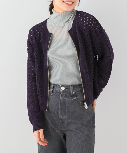 URBAN RESEARCH ROSSO（アーバンリサーチロッソ）の「F by ROSSO　柄編みZIPカーディガン（カーディガン/ボレロ・レディース・OFF×BLK/RED/NAVY・FREE）」の5枚目の写真