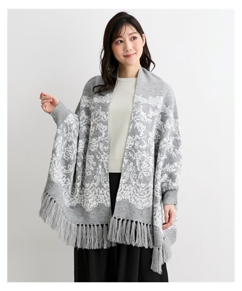 nissen（ニッセン）の「カーディガンにもなるニットストール（カーディガン/ボレロ・レディース・モカ/グレー/ブラック・S~M/M~L）」の2枚目の写真