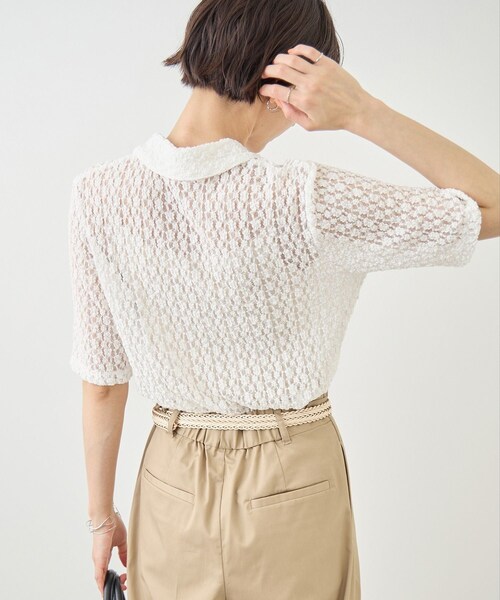 ROPE' PICNIC(ロペピクニック)の「【ちゃんと+かわいい保証】カットレースポロトップス/リンクコーデ(シャツ/ブラウス・レディース・ブラック/ホワイト/サックス・F)」の16枚目の写真