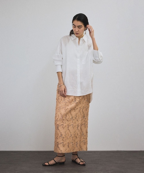 ADAM ET ROPE'（アダムエロペ）の「エルブジャガードスリットナロースカート（スカート・レディース・ブラック/ホワイト/ブラウン/イエロー・F）」の6枚目の写真