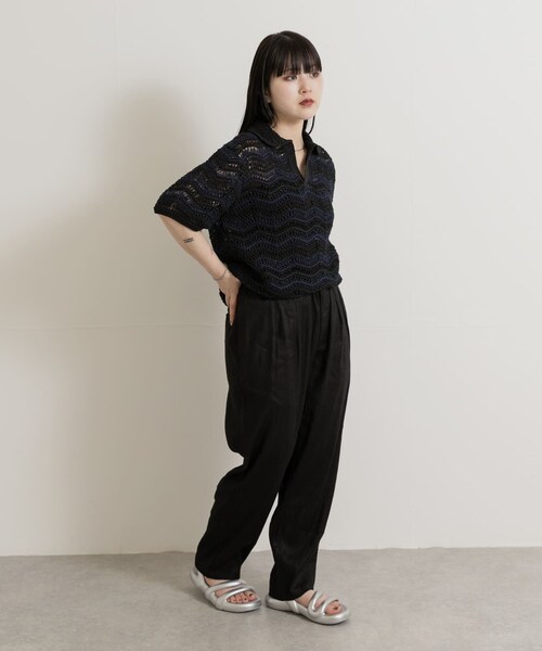 THE GOODLAND MARKET（ザグッドランドマーケット）の「米富繊維　ZIGZAG SUKASHI KNIT PULLOVER（ニット/セーター・レディース・64BLACK/02RED/40IVORY・FREE）」の12枚目の写真