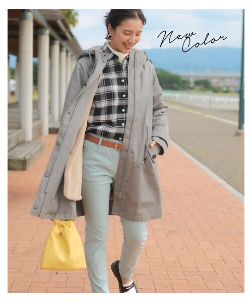 nissen（ニッセン）の「大きいサイズ  裏ボアライナー付モッズコート（モッズコート・レディース・ビターキャメル/ネイビー/カーキ(旧)/黒(旧)/ラベンダー/ベージュ/トープグレー/黒/カーキ・L/LL/3L/4L/5L/6L/8L/10L）」の9枚目の写真