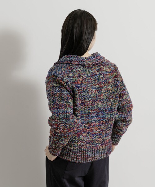 THE GOODLAND MARKET（ザグッドランドマーケット）の「米富繊維　COLORMIX BIG TENJIKU P/O（ニット/セーター・レディース・NAVY/RED・FREE）」の6枚目の写真