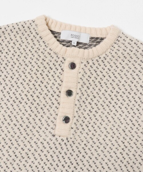 URBAN RESEARCH ROSSO（アーバンリサーチロッソ）の「『XLサイズあり』バーズアイ柄ヘンリーネックニット（ニット/セーター・メンズ・IVORY/BLACK/GREIGE/NAVY/GRAY・S/M/L/XL）」の20枚目の写真