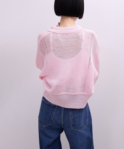 ADAM ET ROPE'(アダムエロペ)の「【WEB限定】ワイドリブヘムポロカーディガン(カーディガン/ボレロ・レディース・ネイビー/レッド系/ピンク・F)」の10枚目の写真
