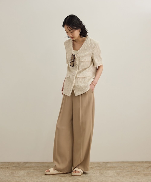 ROPE'（ロペ）の「サマーツイードハーフスリーブジャケット（ノーカラージャケット・レディース・ブラック/オフホワイト・F）」の18枚目の写真