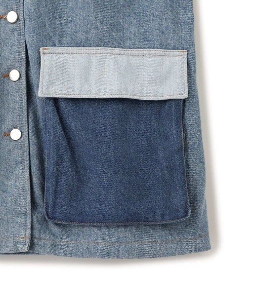 ADAM ET ROPE'(アダムエロペ)の「【GANNI(ガニー)】Patchwork Denim Midi Jacket(デニムジャケット・レディース・ブルー・1)」の20枚目の写真