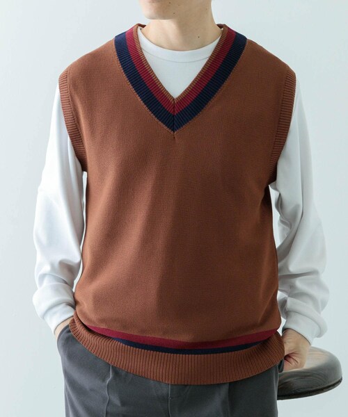 ITEMS URBANRESEARCH（アイテムズ アーバンリサーチ）の「ガーター編みチルデンニットベスト（ベスト・メンズ・BRN/NTL・M/L）」の9枚目の写真