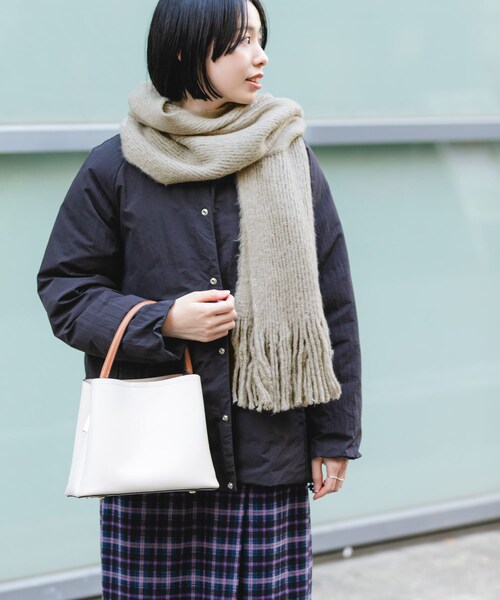 RODE SKO（ロデスコ）の「ラッセル起毛マフラー（マフラー・レディース・GRAY/OFF/MINT・one）」の9枚目の写真