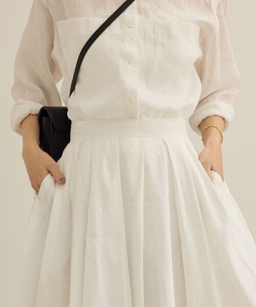 ROPE'（ロペ）の「【洗える】ヨーロピアンリネンフレアスカート/一部セットアップ対応（スカート・レディース・ホワイト/ベージュ/ターコイズ・36/38）」の11枚目の写真
