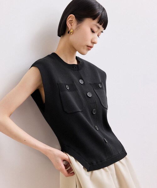 ADAM ET ROPE'(アダムエロペ)の「【WEB限定】・【サステナブル】カーブヘムコンビワンピース(ワンピース・レディース・ブラック系/チャコール/キナリ系・36/38)」の15枚目の写真