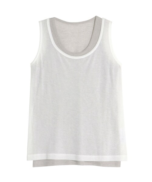 ELENDEEK（エレンディーク）の「SHEER LAYERED TANK（タンクトップ・レディース・オフホワイト/ブラック/イエロー/グレー・F）」の4枚目の写真