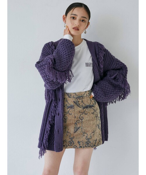 MURUA（ムルーア）の「スリーブフリンジカーディガン（カーディガン/ボレロ・レディース・アイボリー/パープル・F）」の21枚目の写真