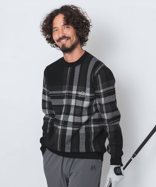 URBAN RESEARCH Sonny Label（アーバンリサーチサニーレーベル）の「OOPS　ビッグチェックニット（ニット/セーター・メンズ・BLACK/BEIGE/GREEN・M/L/XL）」の12枚目の写真