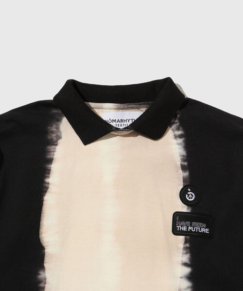 ADAM ET ROPE'(アダムエロペ)の「【NOMA RHYTHM TEXTILE/ノーマリズム テキスタイル】Hand Dye Polo Tee Shirt(ポロシャツ・メンズ・ブラック・2/3)」の4枚目の写真