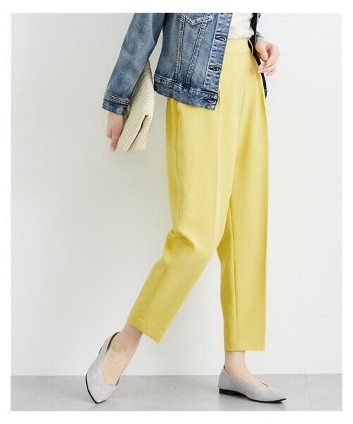 nissen（ニッセン）の「タックテーパードパンツ（パンツ・レディース・黒/ブルーグリーン/イエロー/ピンク/オフホワイト/オペラピンク・M/L/LL/3L/4L/5L/6L）」の4枚目の写真