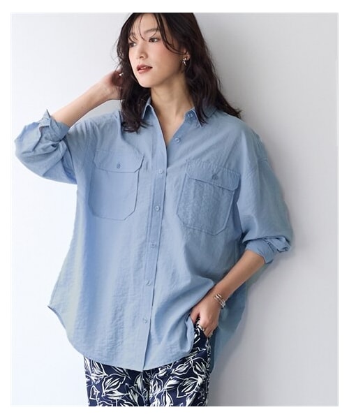 nissen（ニッセン）の「【美極シャツ】ダブルポケットニューノーマルシャツ＜大きいサイズ有＞（シャツ/ブラウス・レディース・チャコール/オフベージュ/サーモンピンク/サックス/モカブラウン/イエロー・S/M/L/LL/3L/4L/5L/6L/8L/10L/【不要1】）」の8枚目の写真