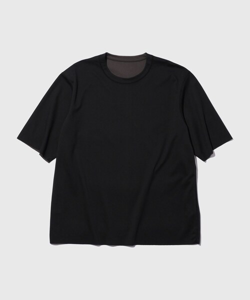 ADAM ET ROPE'(アダムエロペ)の「26SS ハイゲージシャンブレーリバーシブルTEE(Tシャツ/カットソー・メンズ・ブラック/ダークブラウン/ベージュ系/ネイビー・L/M)」の3枚目の写真