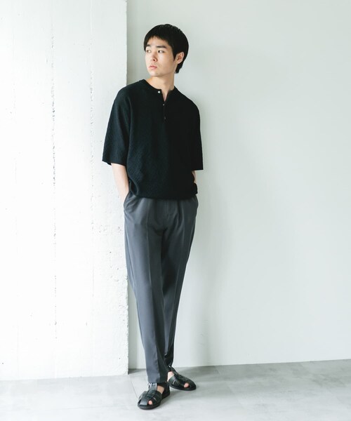 URBAN RESEARCH DOORS(アーバンリサーチドアーズ)の「『吸水速乾/防シワ/イージーケア/UVカット』DRYMIX カノコ ショートスリーブヘンリーネックニット(ニット/セーター・メンズ・BLACK/GRAY・M/L)」の8枚目の写真
