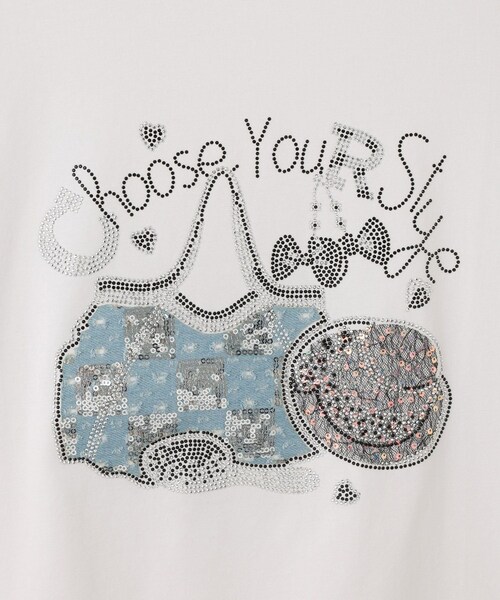 Jayro(ジャイロ)の「ラインストーンデザインTシャツ(Tシャツ/カットソー・レディース・ブラック系/ホワイト系・F)」の13枚目の写真