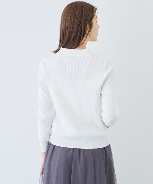 Jayro（ジャイロ）の「フラップポケット付きリブポロニット（ニット/セーター・レディース・ブラック/ホワイト系・M）」の18枚目の写真