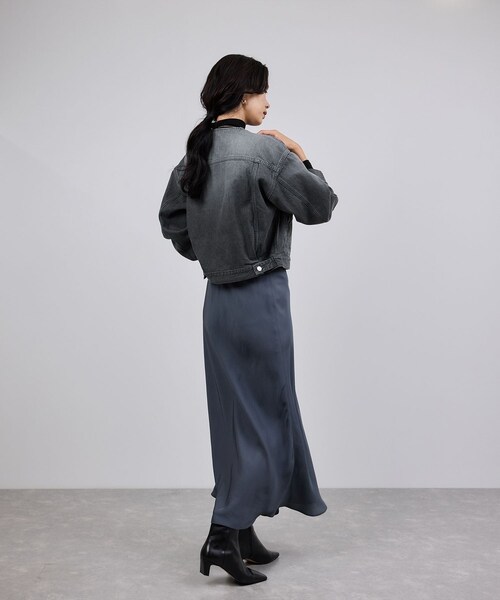 ROPE'(ロペ)の「岡山デニム別注ノーカラージャケット/イージーケア(ノーカラージャケット・レディース・グレー/ネイビー/ブルー・F)」の13枚目の写真
