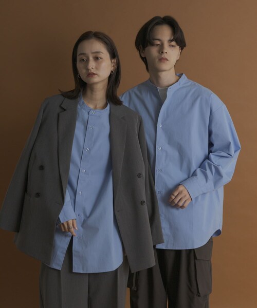 SENSE OF PLACE by URBAN RESEARCH（センスオブプレイスバイアーバンリサーチ）の「ピーチブロードバンドカラーロングスリーブシャツ（シャツ/ブラウス・メンズ・L.GRAY/CHARCOAL/L.BLUE・M/L）」の3枚目の写真