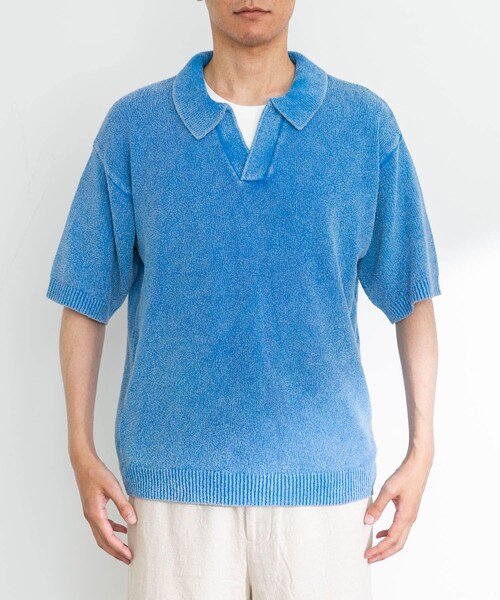 URBAN RESEARCH Sonny Label（アーバンリサーチサニーレーベル）の「インディゴパイルスキッパーポロシャツ（ポロシャツ・メンズ・ライトインディゴ/インディゴ・M/L）」の14枚目の写真