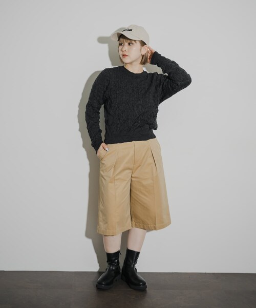 THE GOODLAND MARKET（ザグッドランドマーケット）の「COOHEM　CRUSHED CABLE KNIT PULLOVER（ニット/セーター・レディース・19BLACK/60SAX/24ORANGE・Free）」の10枚目の写真