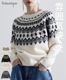 Soiunique | ノルディック求心柄ニットトップス［Soiunique］(ニット/セーター)