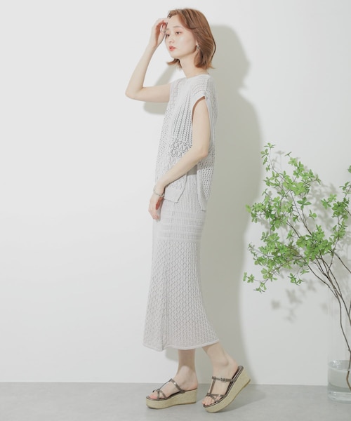 SENSE OF PLACE by URBAN RESEARCH(センスオブプレイスバイアーバンリサーチ)の「クロシェニットスカート(スカート・レディース・L.BROWN/GREIGE/BROWN/MINT・FREE)」の7枚目の写真