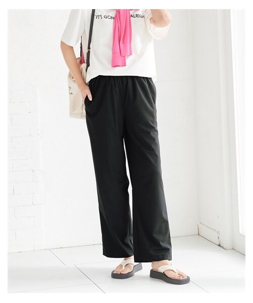 nissen（ニッセン）の「大きいサイズバンブーレーヨンとろみイージーパンツ(イージーケア素材）（接触冷感）（ゆったりヒップ）【大人lafarfa23年7月号掲載】（パンツ・レディース・モーブピンク/キャラメルオレンジ/ティーグリーン/黒・L/LL/3L/4L/5L/6L/8L/10L）」の7枚目の写真