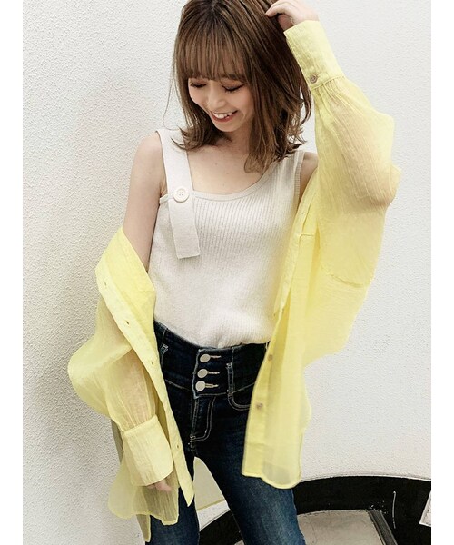 dazzlin（ダズリン）の「シャインカラーリラックスシャツ（シャツ/ブラウス・レディース・ブラウン/アイボリー/ピスタチオ/ピンク/ミントグリーン・F）」の11枚目の写真