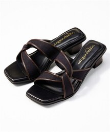 nissen | 【ゆったり幅広】スクエアトゥクロスストラップサンダル（低反発中敷）（ワイズ４Ｅ）(サンダル)