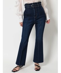 MERCURYDUO | ハイウエストストレッチフリンジヘムデニムパンツ(デニムパンツ)