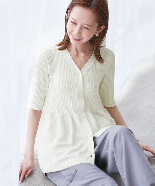 ROPE' PICNIC(ロペピクニック)の「5分袖ペプラムカーディガン(カーディガン/ボレロ・レディース・ブラック/キナリ/ブラウン/クリーム・38)」の14枚目の写真