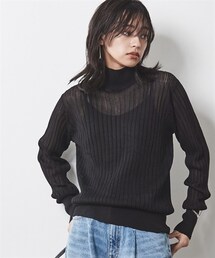 nissen | 大きいサイズ ハイネックシアーニットプルオーバー シックスタイル(ニット/セーター)