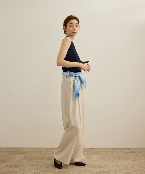 ROPE'（ロペ）の「【洗える】オーガニックコットンリブスリーブレスニット（ニット/セーター・レディース・ホワイト/ネイビー/ターコイズ・F）」の6枚目の写真