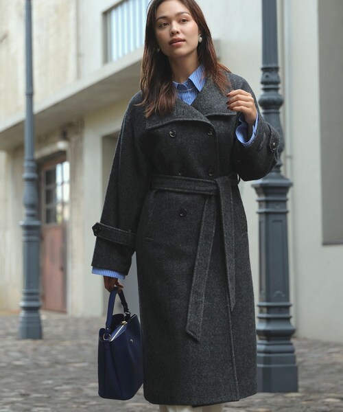 VIS(ビス)の「尾州シャギースタンドカラーロングコート/静電気防止・WEB限定PS・TMサイズ(その他アウター・レディース・チャコール/グレー系・M/PS/S/TM)」の12枚目の写真