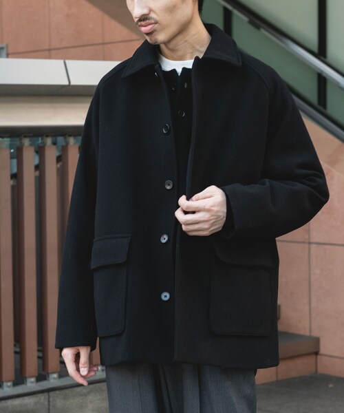 URBAN RESEARCH DOORS(アーバンリサーチドアーズ)の「ニットメルトン パデット ショートコート(テーラードジャケット・メンズ・BROWN/BLACK・M/L)」の21枚目の写真