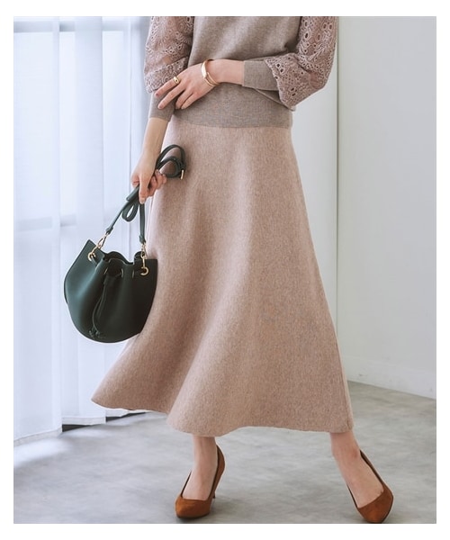 nissen（ニッセン）の「【ふんわりモチモチ素材】ミディー丈ニットフレアスカート（スカート・レディース・黒/杢グレー/モカベージュ/ネイビー・S/M/L/LL/3L/4L/5L/6L）」の16枚目の写真