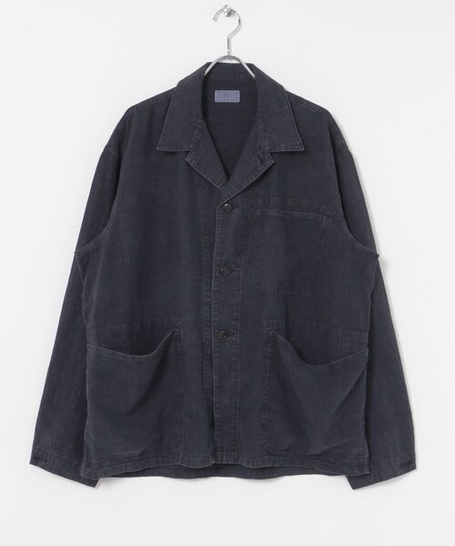URBAN RESEARCH（アーバンリサーチ）の「HERILL　Linen P41 CoverallJacket（カバーオール・メンズ・Natural/Navy・2/3）」の3枚目の写真