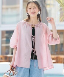 SMILE LAND | <大きいサイズ>リボンデザインゆるシルエットシアーブラウス(シャツ/ブラウス)