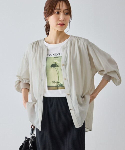 ROPE' PICNIC(ロペピクニック)の「布帛シアーカーディガンブラウス(シャツ/ブラウス・レディース・ブラック/キナリ/ベージュ・F)」の17枚目の写真