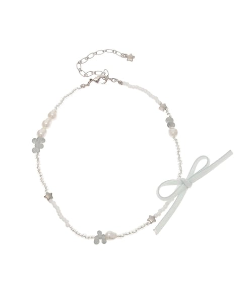 merry jenny（メリージェニー）の「sistars choker necklace（ネックレス・レディース・グレー/ミントグリーン・F）」の6枚目の写真