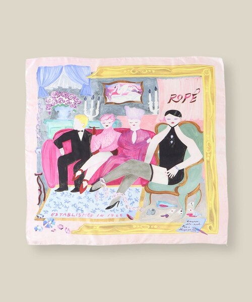 ROPE'(ロペ)の「【4 ARTIST for ROPE'】コラボ シルクスカーフ/Lサイズ(バンダナ/スカーフ・レディース・ダークグリーン/サックス/レッド/ピンク・F)」の10枚目の写真