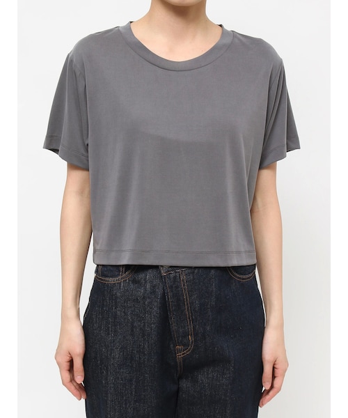 LAGUNAMOON（ラグナムーン）の「クロップドカットトップス（Tシャツ/カットソー・レディース・アイボリー/チャコールグレー/クリーム・F）」の5枚目の写真