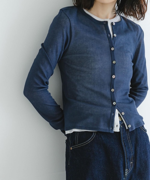 URBAN RESEARCH（アーバンリサーチ）の「『MADE IN JAPAN』シアーテレコショートカーディガン（カーディガン/ボレロ・レディース・NAVY/WHITE/BUTTER・FREE）」の2枚目の写真