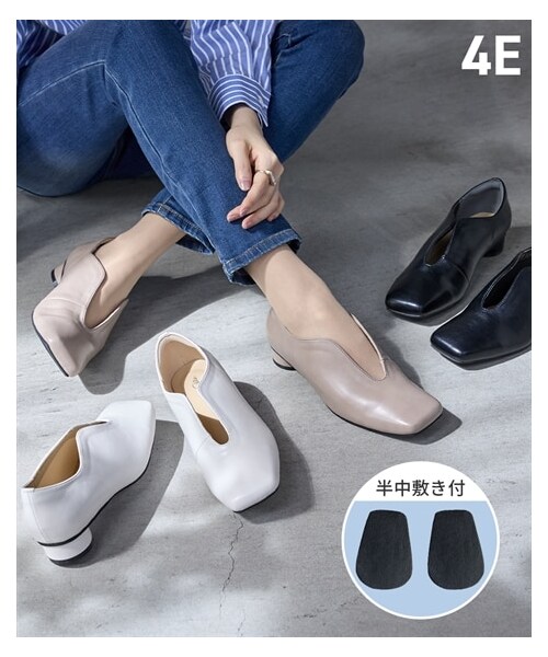 nissen（ニッセン）の「【ゆったり幅広】カッティングデザインパンプス（低反発中敷）（ワイズ４Ｅ）（パンプス・メンズ・黒/アイボリー/キャメル/グレージュ・M=23.0~23.5cm/4E/L=24.0~24.5cm/4E/LL=25.0~25.5cm/4E/3L=26.0~26.5cm/4E）」の5枚目の写真