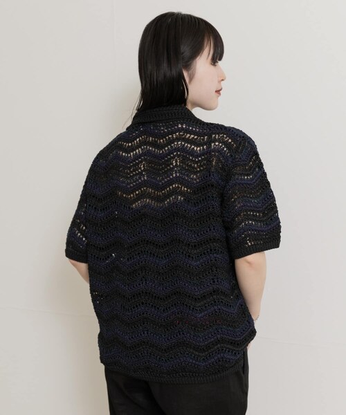 THE GOODLAND MARKET（ザグッドランドマーケット）の「米富繊維　ZIGZAG SUKASHI KNIT PULLOVER（ニット/セーター・レディース・64BLACK/02RED/40IVORY・FREE）」の9枚目の写真